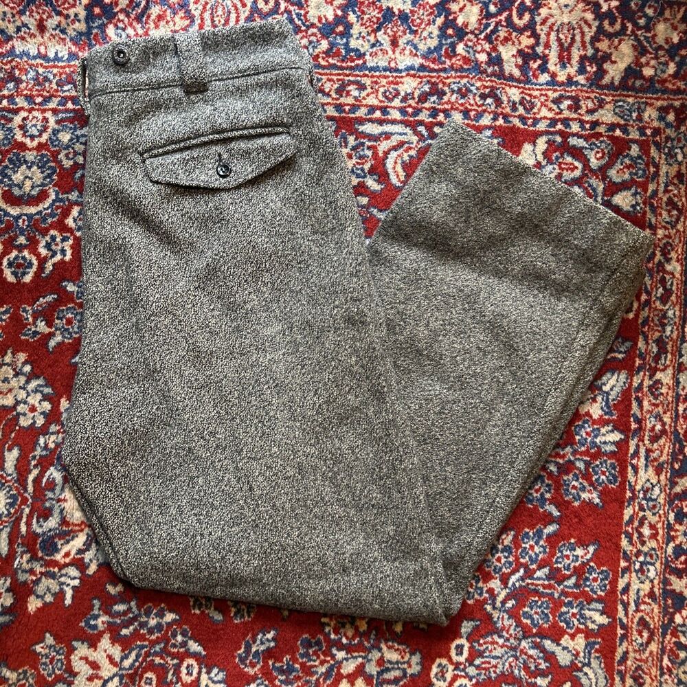 Vintage LL Bean Pants Mens 35x29 Gray Maine Wool Guide Hunting Trousers Plaid